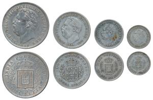 Luis I (Ludwig), set of 4, Silver Rupia, ½, ¼ and 1/8, 1881 (KM 312, 311, 310 & 309). Very