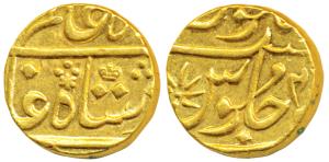 Gold Mohur, 11.56g, struck at the Bombay Mint, (circa 1825-1831), in the name of Shah Alam