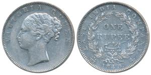 Victoria Queen, Silver Rupee, 1840, Continuous legend, Madras Mint, English Head with Comp