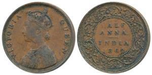Victoria Queen, Copper ½ Anna, 1862, Bombay Mint, (Prid 578). About Very Fine.