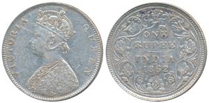 Victoria Queen, Silver Rupee, 1862, D / II, 5 Panel Experimental Coin. Nice underneath min