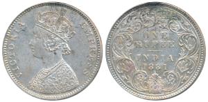 Victoria Empress, Silver Rupee, 1881, Bombay Mint, A3 / I / dot, (Prid 158). Extremely Fin
