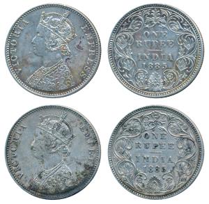Victoria Empress, Silver Rupee, 1885, Bombay Mint, A3 / II / B raised, (Prid 168), C2 / I 