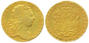 Great Britain, George III, Gold Guinea, 8.35g, 1769, crowned shield on rev. (KM 592). Very