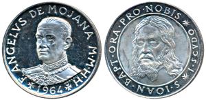 Malta, Silver 1 Scudi, 12.14g, Angelo de Mojana, 1964 Military Order of Malta (KM X9). Pro