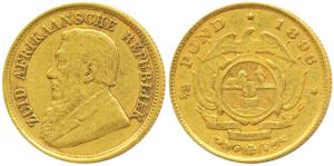 South Africa, Gold Kruger ½ Pond, 4g, 1896, rev. Single shaft wagon, (KM 9.2). About Very 