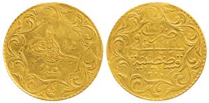 Turkey, Muhammad V , Monnaie de Luxe 100 Kurush, 7.04g, accession AH 1327, year 5 (KM 755)