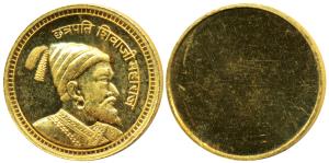 Shivaji Gold Token, 10g, obv. portrait of Shivaji Maharaj to right with Nagari legend Chha