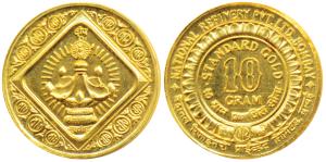 Gold Medallion, 10g, an auspicious symbol of a lighted diva standard, Gold 10 grams, Natio