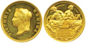 Victoria, International Inventions Exhibition, Gold Medal, 41.98g, obv. veiled head to lef