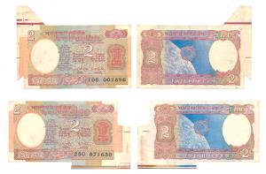 Rupees 2 (2), signed I. G. Patel and R. N. Malhotra, Error, extra paper in the left margin