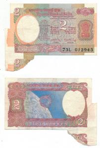 Rupees 2, signed Manmohan Singh, Error, extra paper at bottom left hence the denomination 