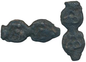 Kaushambi Region (c. 300-200 BC), Mauryan Copper Kakani, 2.27g, obv. elephant to left, rev