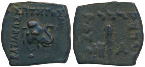 Indo-Greek, Menander I (c. 160-145 BC), Copper Unit, 2.47g, obv. head of an Indian elephan
