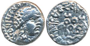 Satavahanas, Vasisthiputra Siva SiriPulumavi (147-154 AD), Silver Drachma, 1.31g, obv. bus