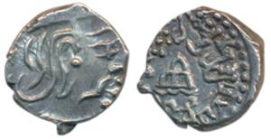 Traikutakas, Dharasena, Silver Drachm, 1.98 g, obv. bust of the king facing right, rev. th