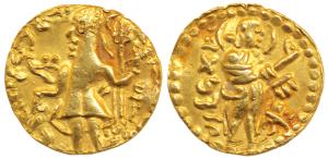 Post-Gupta Bengal Samatata region, ViraJadamarah (6th -7th century AD), Gold Dinar, 6.5g, 
