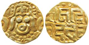 Gahadavalas of Kanauj, Govinda Chandradeva (1114-1154 AD), Gold Dinar, 3.99g, obv. Goddess