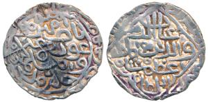 Ghiyath Al-din Azam Shah, Silver Tanka, 10.64g, Hadrat Firuzabad Mint, nasir amir al-mu ’m