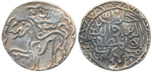 Jalal al din Muhammad Shah Second Reign, Silver Tanka, 9.36g, no mint, Lion looking left, 