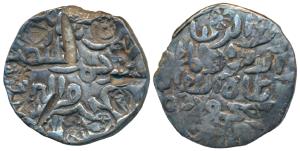 Rukn al-Din Barbak Shah, Silver Tanka, 10.2g, Mint?, both side crude legend and plain bord