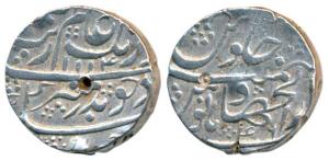 Aurangzeb, Silver Rupee, 11.46g, Dar ul Jihad Hyderabad Mint, AH 1114/46 (KM 300.31). Very