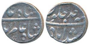 Shah Alam Bahadur, Silver Rupee, 11.58g, Murshidabad Mint, RY Ahd, near complete mint name