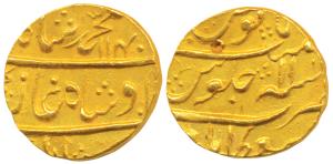 Muhammad Shah, Gold Mohur, 10.77g, Muazzamabad Mint, AH 1140/11 (KM 438.16). A single test
