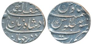 Muhammad Shah, Silver Rupee, 11.35g, Surat Mint, Ba Lutf-alah Badshah -e- Zaman couplet, R