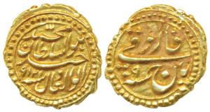Tipu Sultan, Gold Pagoda, 3.45g, obv. Patan Mint, the denomination Faruqi and mint name wi