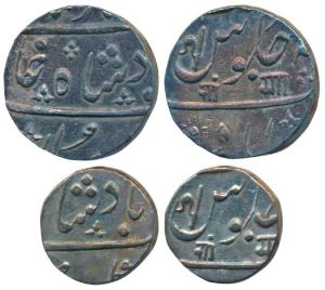 Anand Rao (AH 1215-1235, 1800-1819 AD), Silver Rupee and ½ Rupee, Ahmedabad Mint, in the n