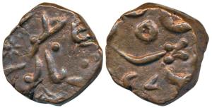 Hyderabad Feudatories, Aurangabad, Copper Toka Cash, 7.92g, AH 1276 sword symbol on rev. a