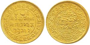 Pragmalji II (VS 1917-1932, 1860-1875 AD), Gold 100 Kori, 18.68g, Bhujnagar Mint, with the