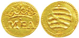 Goa, Manuel I (1495-1521 AD), Gold ½ Manuel (Mea or 240 Reais) 1.68g, obv. a large crown w