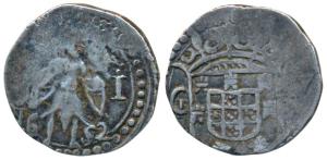 Goa, Joao IV (1640-1656 AD), Silver 2 Tangas, 3.78g, obv. standing figure of St. John divi