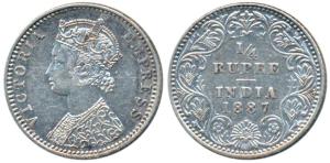 Victoria Empress, Silver ¼ Rupee, 1887, Bombay Mint, C / II / B raised (Prid 420). Very Fi