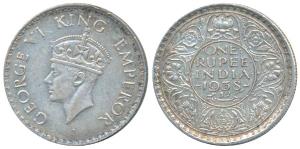 George VI, Silver Rupee, 1938, Bombay Mint, A / I / with Dot, (Prid 234). Very Fine+, Scar