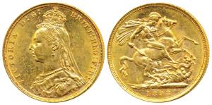 Australia, Victoria, Gold Sovereign, 8g, 1893, Jubilee head, ‘M’ mint mark for Melbourne M