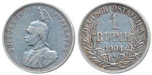 German East Africa, Wilhelm II, Silver Rupie / Rupee, 11.61g, 1904A (KM 10). Very Fine+.