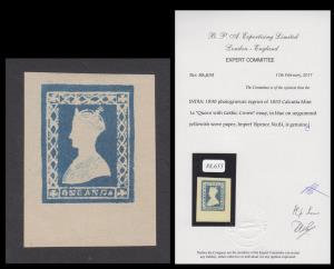 1890 Queen with Gothic Crown Design, essay reprint, 1a, blue on yellowish wove paper, Spen