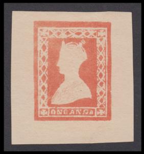 1890 Essay 1a orange vermilion Gothic head on umgumed yellowish wove paper, Spence #10, BP