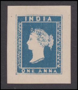 1890 Essay, 1a, blue on yellowish wove paper, Spence #29, hinge mark on back. Scarce, fine