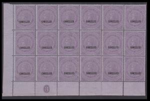 1869 Revenue QV 1a, marginal blk/18, ovpt. "CANCELLED", Samuel Type 16, mint, few perfs no