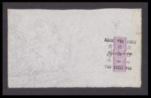 1879 2a, violet revenue mounted on "(GOVERNMENT) OF INDIA" watermarked paper with imprint 