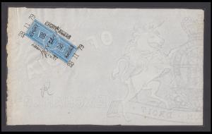 1879 8a blue revenue mounted on "(GOVERNMENT) OF INDIA" watermarked paper with imprint and