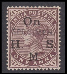 1883-99 1a, brown ovpt. ”On H.M.S.”, further ovpt. ”SPECIMEN” in sans serif caps with stop