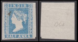 1854 ½a pale blue, die I, SG 3, unused without gum as issued, close to average margins, sm