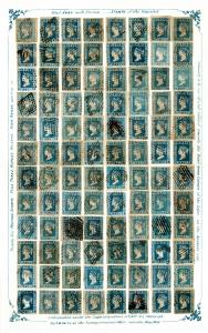 1854 ½a blue (shades), complete reconstruction sheet of 96 stamps, Fine, Very Rare.