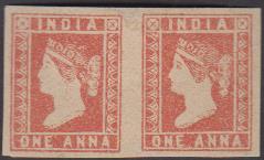 1854 1a dull red, die II, SG 14, unused horizontal pair with good margins on all sides, ca