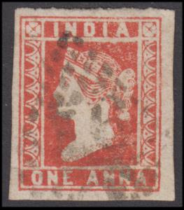 1854 1a red x 4, close to average margins, used, Fine.